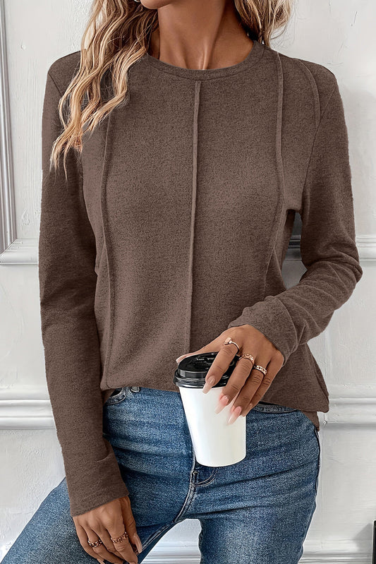 Exposed Seam Long Sleeve Top FB