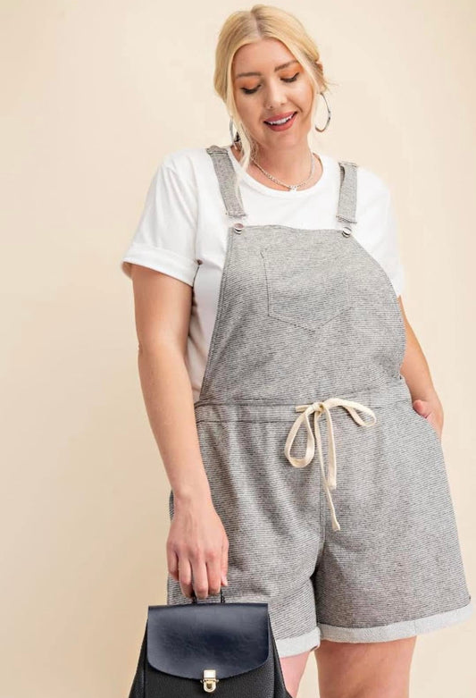 Stripe Short Overalls
