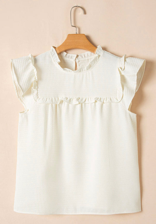 Ruffle Trim Waffle Top