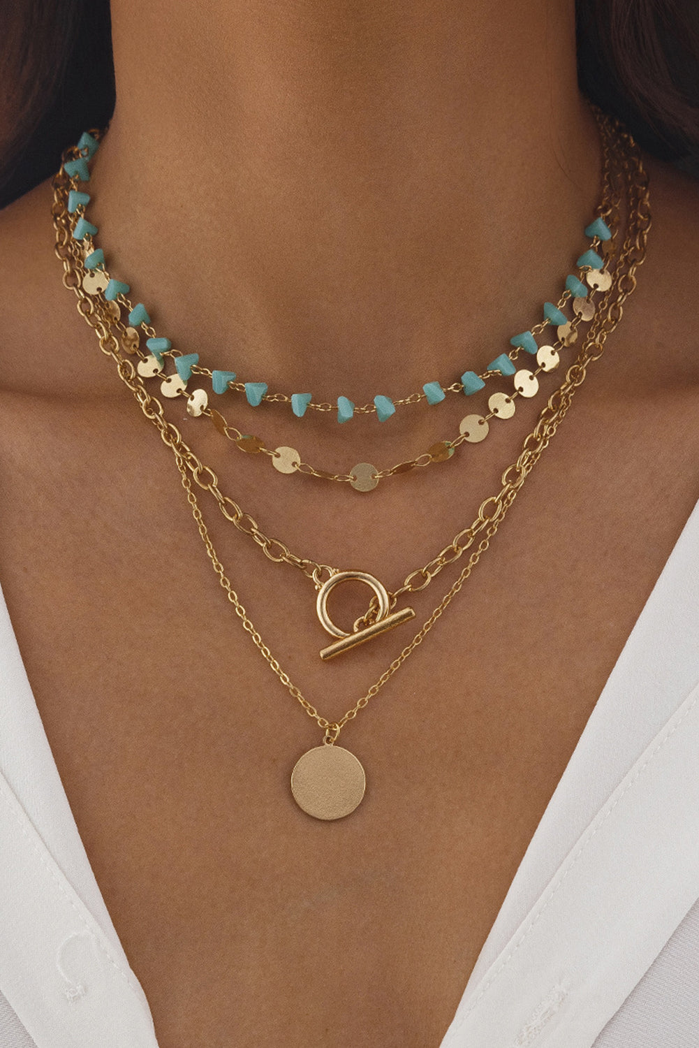 Gold Turquoise Necklace Set FB