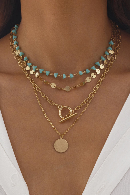 Gold Turquoise Necklace Set FB