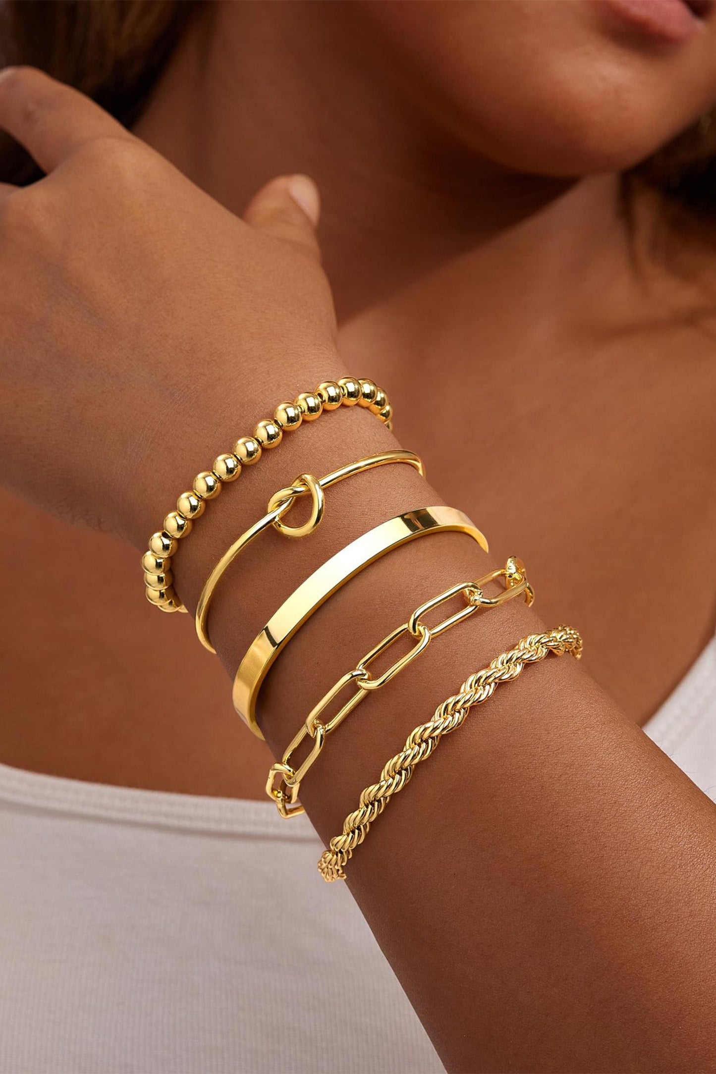 Gold Bracelets Stackable Set FB