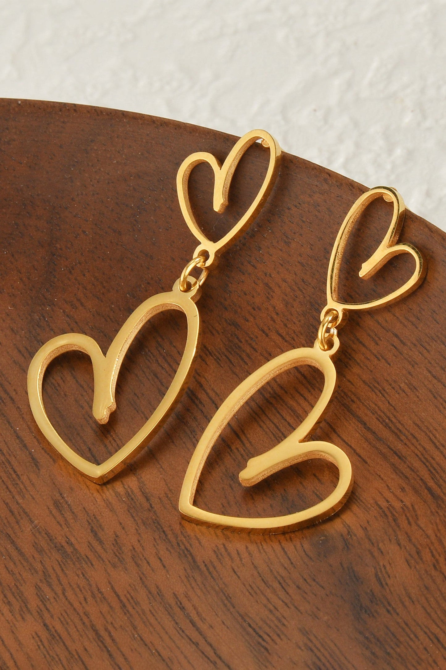 Gold Heart Stud Earrings FB