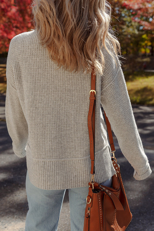 Gray Waffle High Neck Sweater RTS