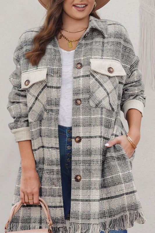 Gray Plus Plaid Coat FB