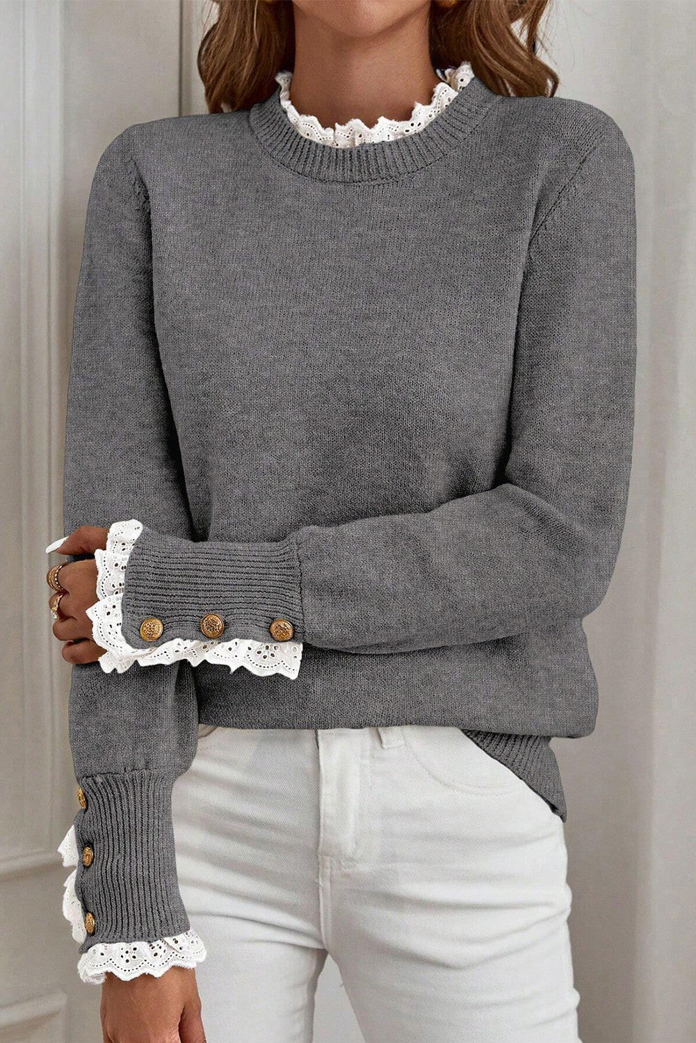 Lace Trim Sweater FB