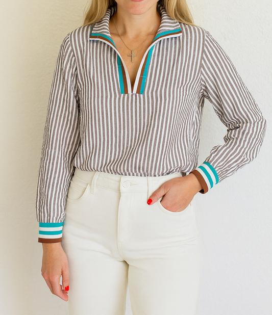 Grey Striped Blouse LT