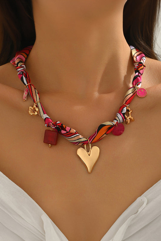 Heart Detail Scarf Necklace FB