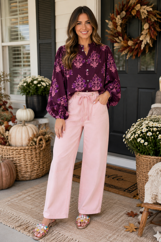 Tie Waist Barrel Jeans