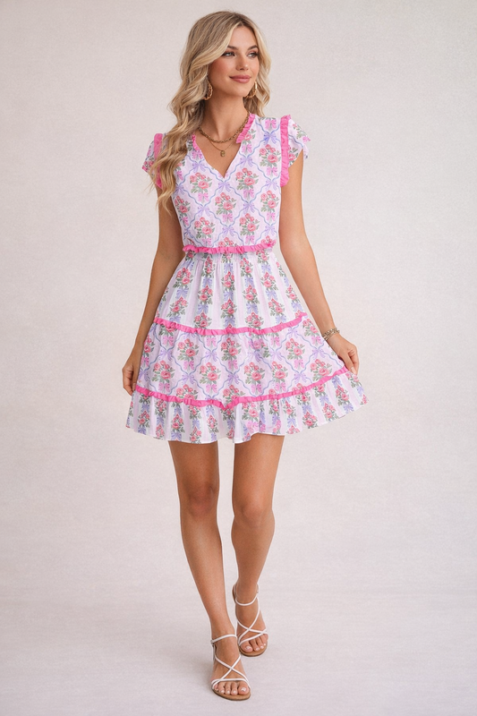 Ruffled Tiered Floral Dress