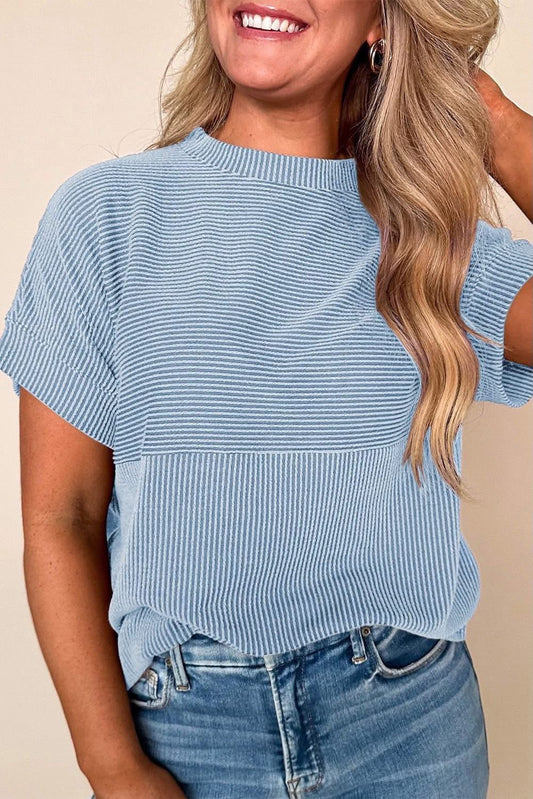 Blue Corded Casual Top