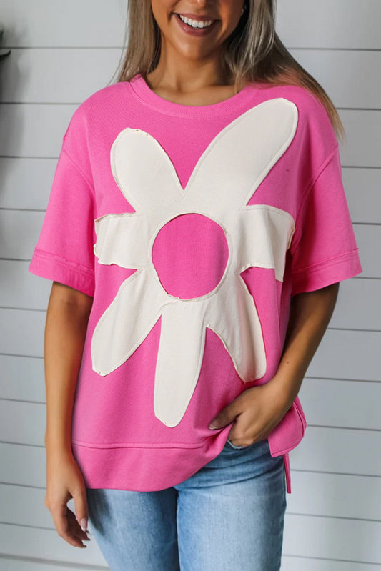 Pink Flower Patch Top RTS