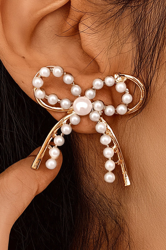 Pearl and Gold Bow Earrings FB