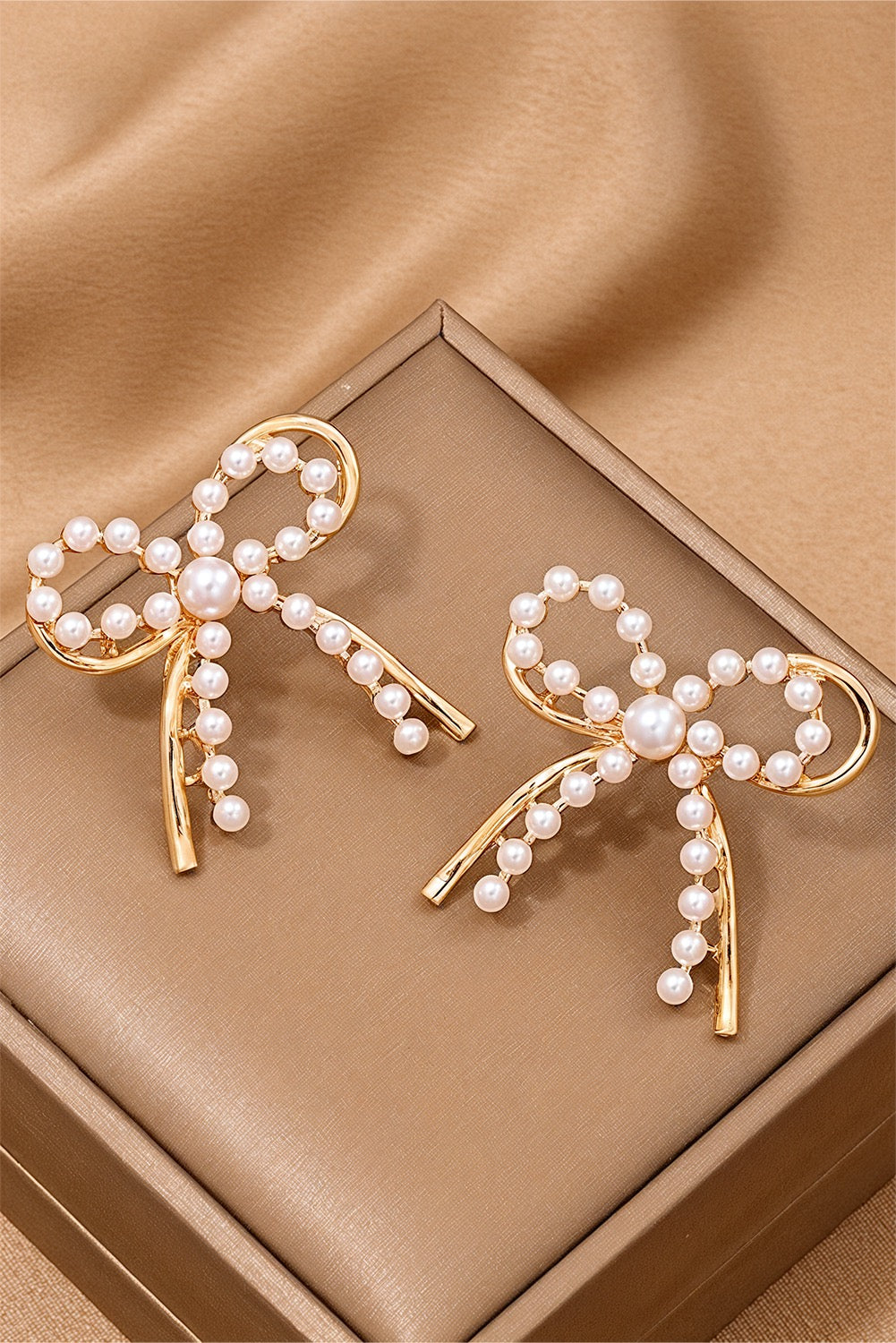 Pearl and Gold Bow Earrings FB