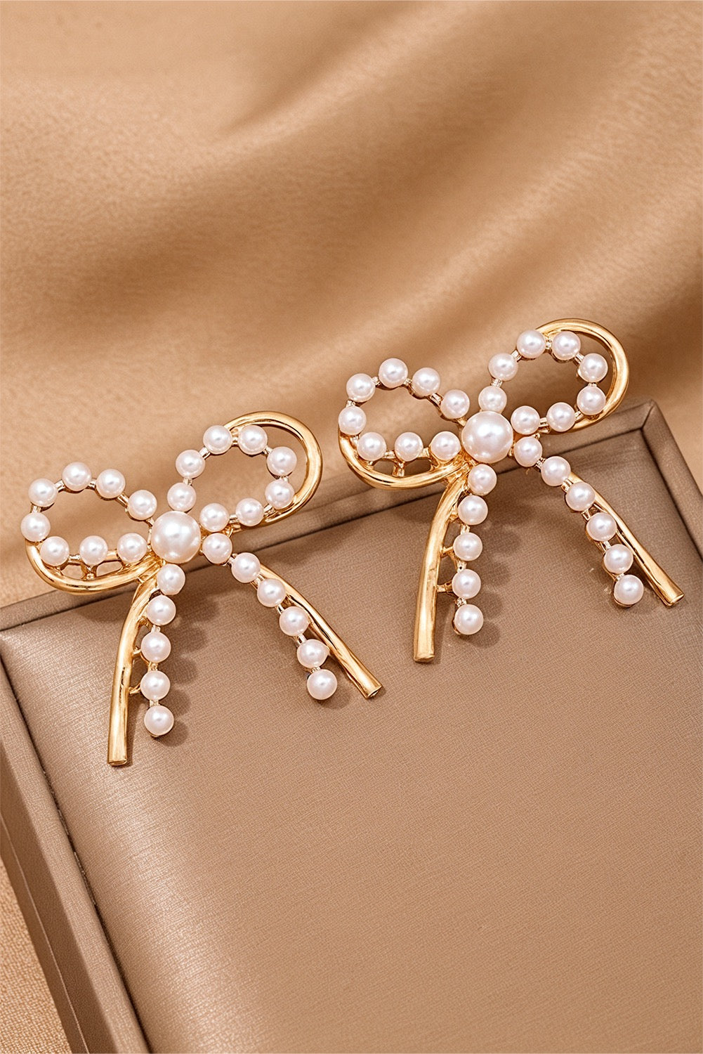 Pearl and Gold Bow Earrings FB