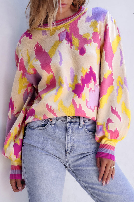 Khaki Abstract Fall Sweater FB