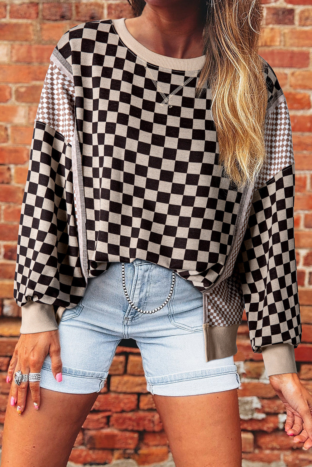 Khaki Mixed Checkered Top LT