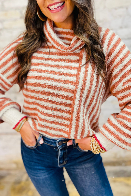 Orange Stripe Cowl Neck LT
