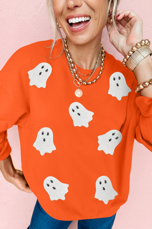 Orange Sequin Ghost Sweatshirt RTS