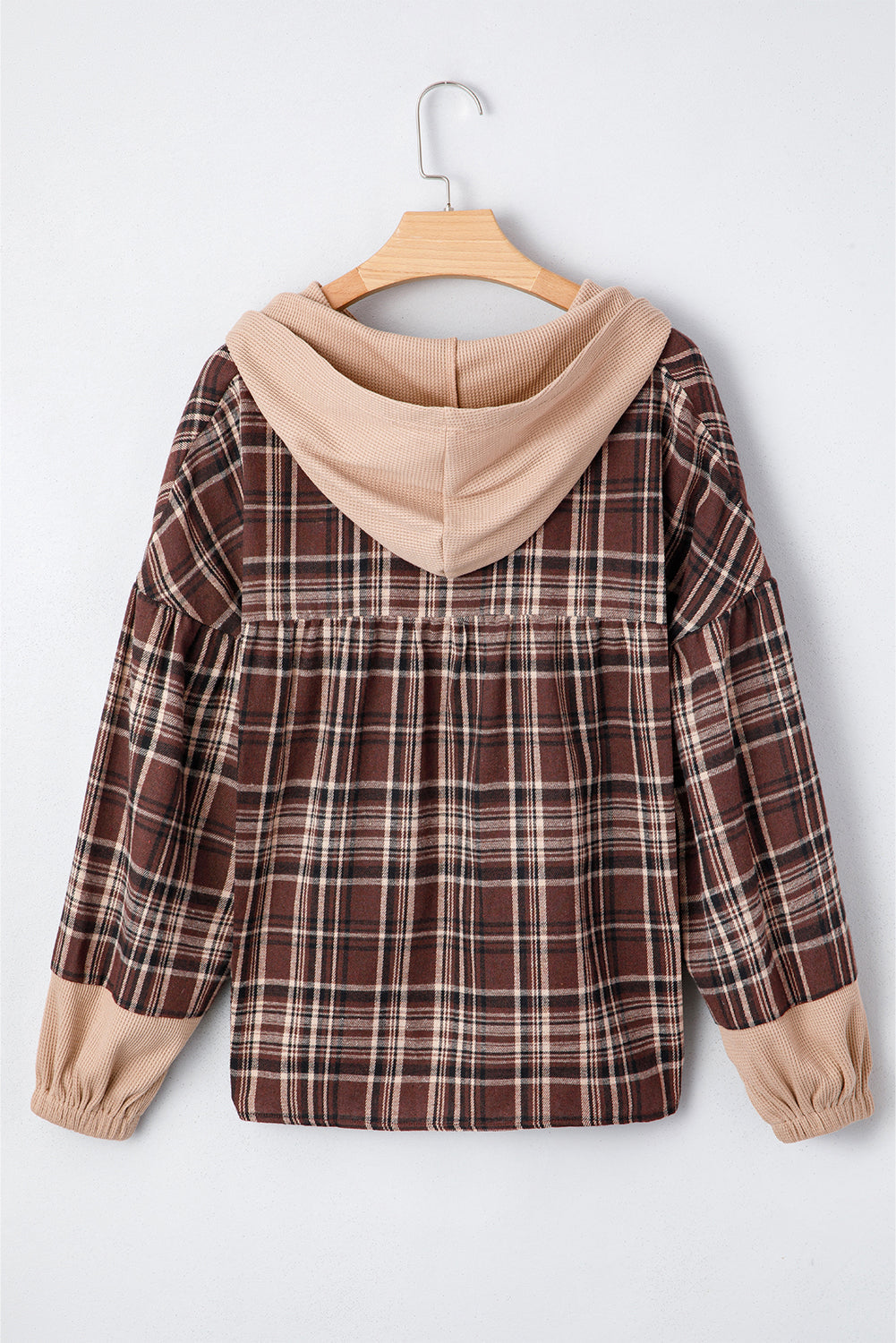 Plaid Patchwork Hooded Blouse LT