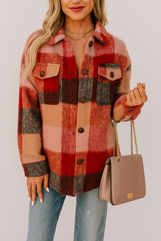 Plaid Flap Pocket Plus Jacket FB