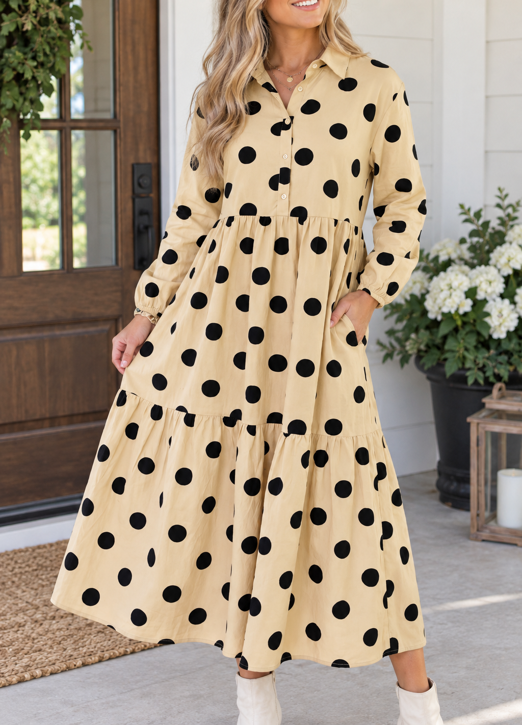 Polka Dot Button Dress