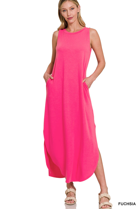 Regular Sleeveless Crew Neck Maxi Dress
