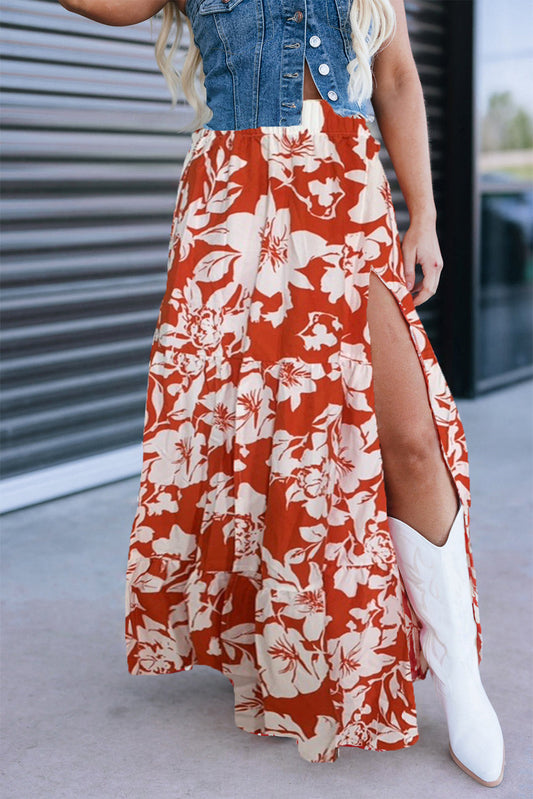 Red Floral Western Skirt FB