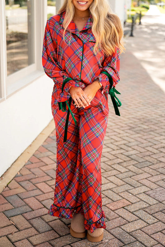 Red Plaid Velvet Tie Set LT