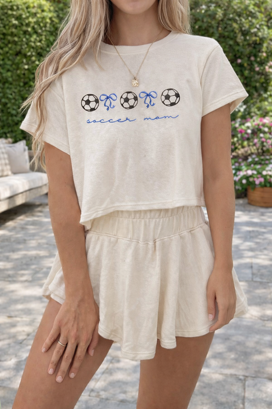 SOCCER MOM Bow Embroidered Set