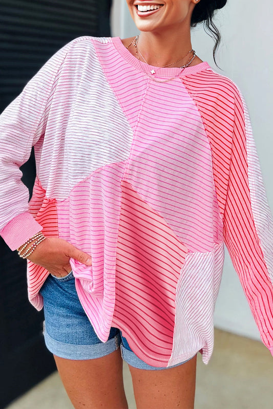 Sachet Pink Colorblock Striped Top LT