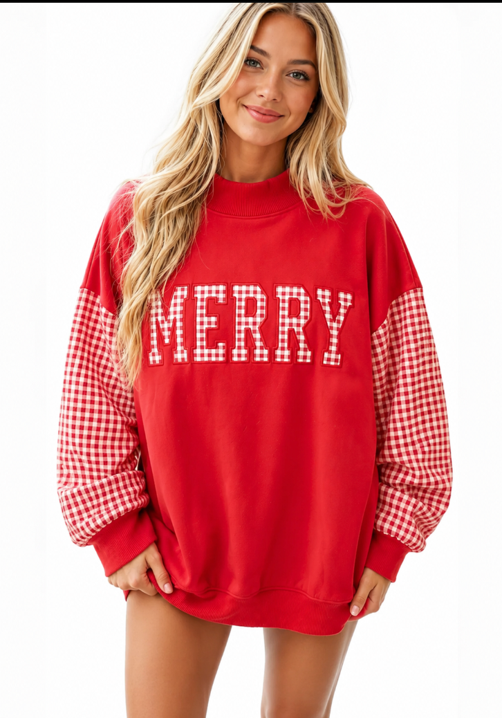 Gingham Plaid Oversized Pullover RTS