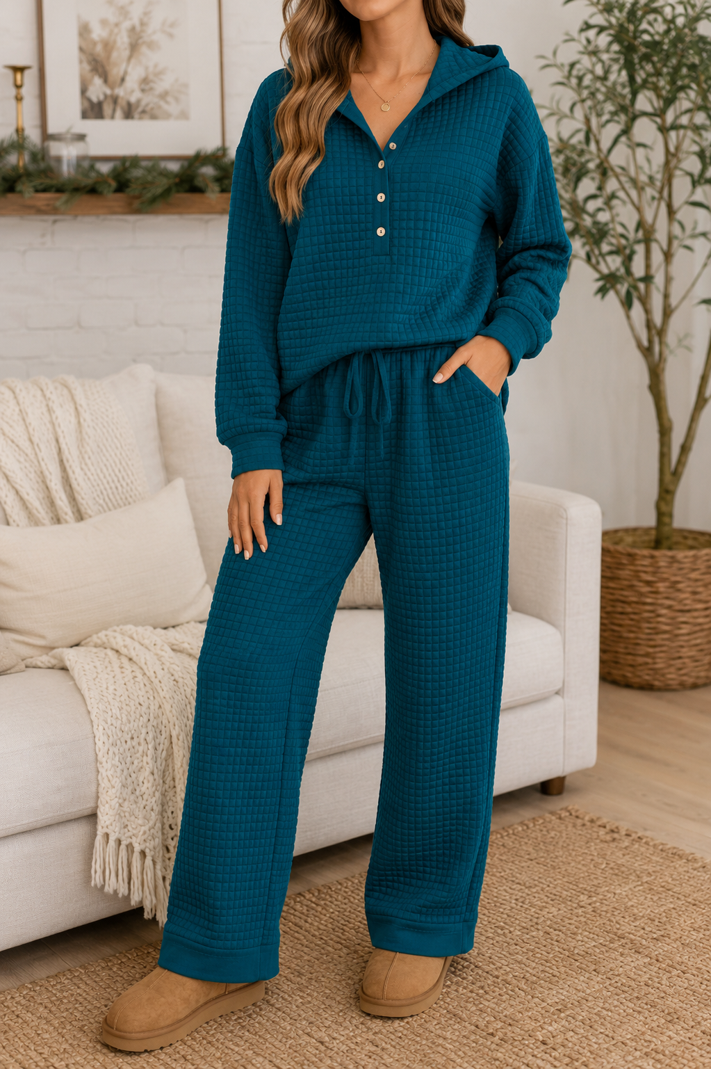 Waffled Textured Raw Edge Set