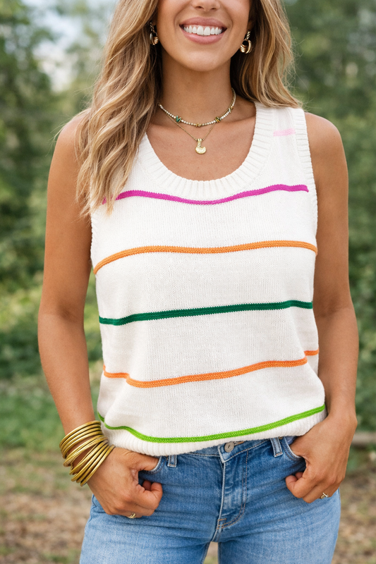 Stripe Knotted Sweater Tank