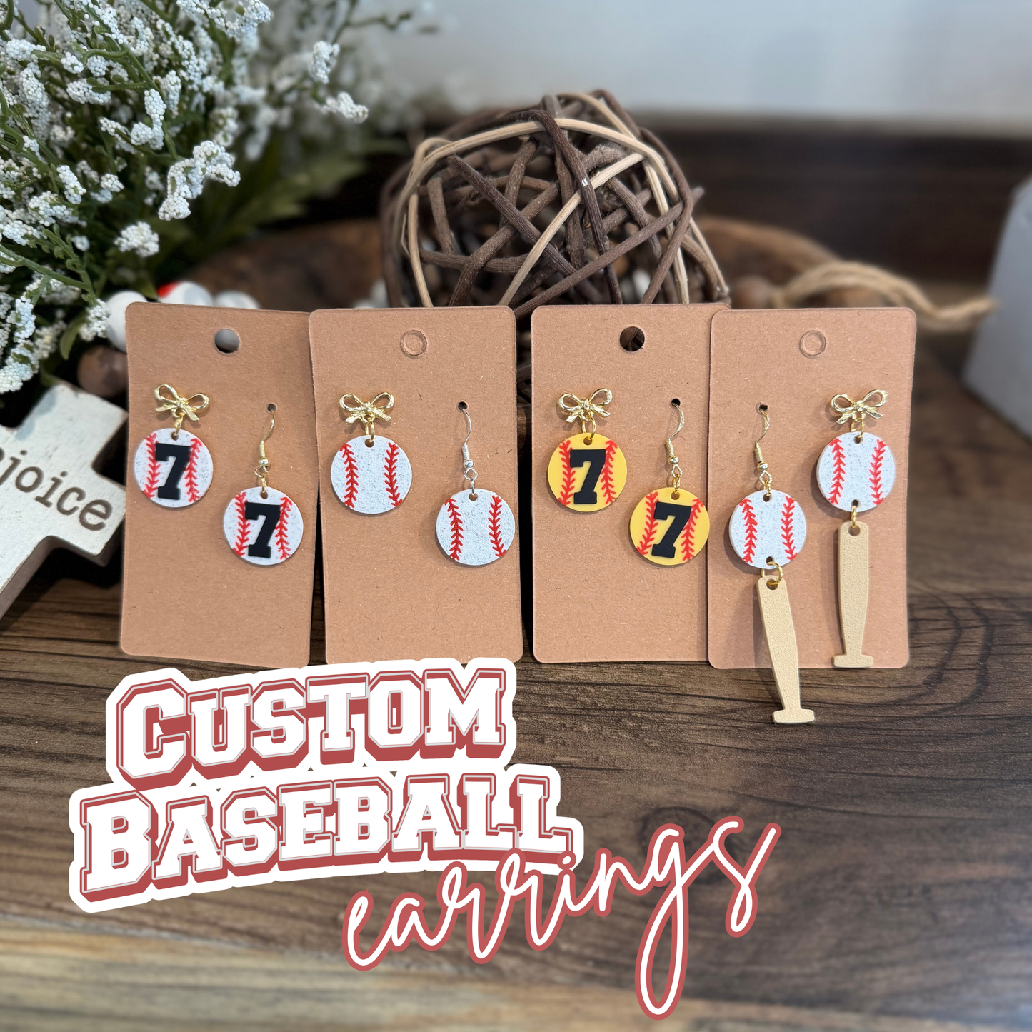 Custom Baseball Earrings FB