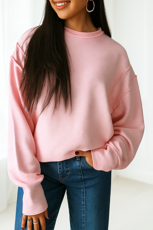 Pink Horizontal Ribbed Top FB
