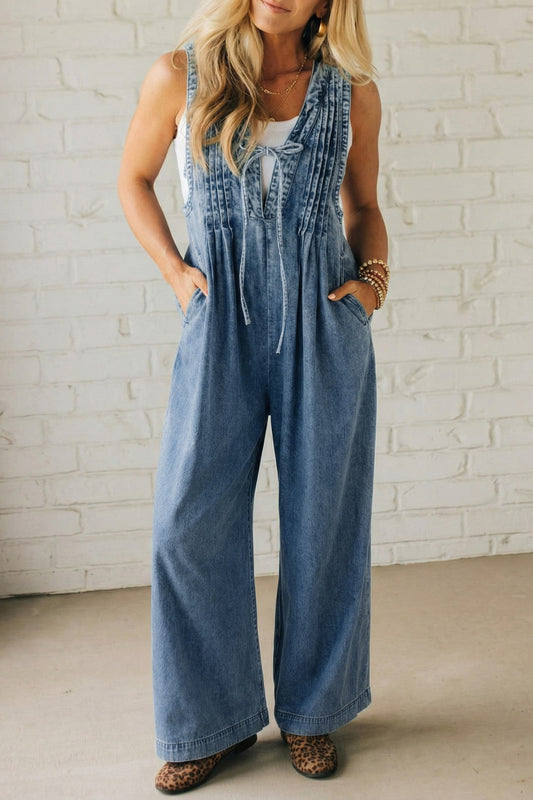 Acid Wash Pintuck Overalls FB