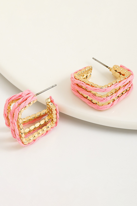 Pink Rattan Earrings RTS