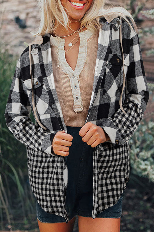 Black Double Plaid Shacket LT